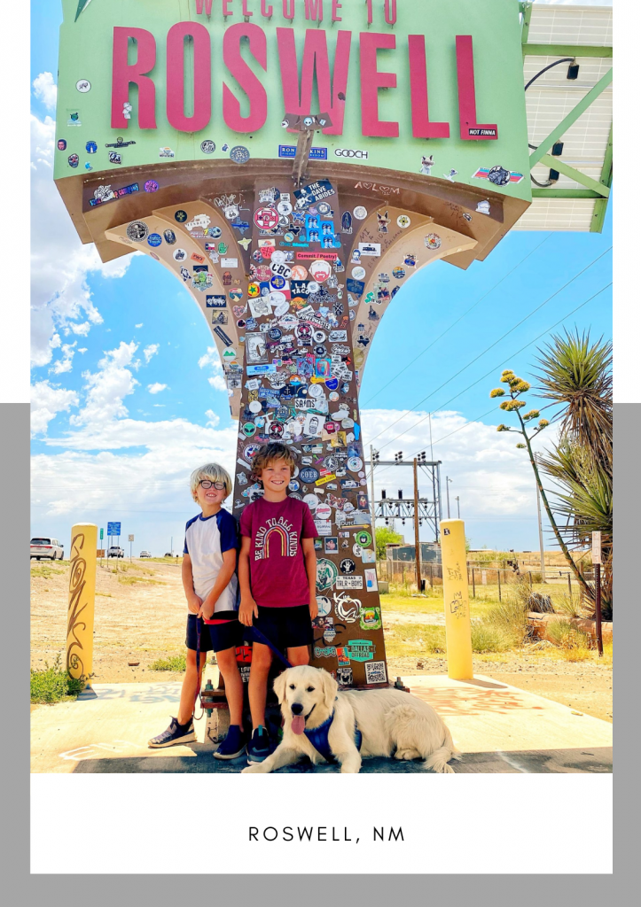 kids and dog in Roswell, New Mexico