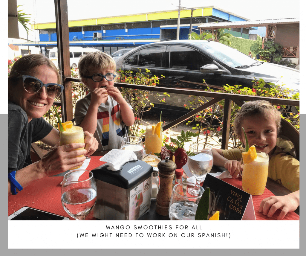 Mango Smoothies at a restaurant in La Fortuna