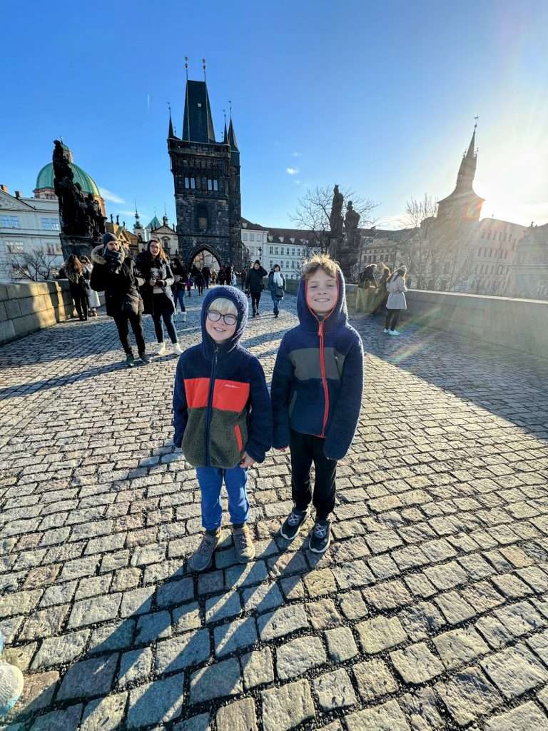 Standing on St. Charles Bridge, Prague.