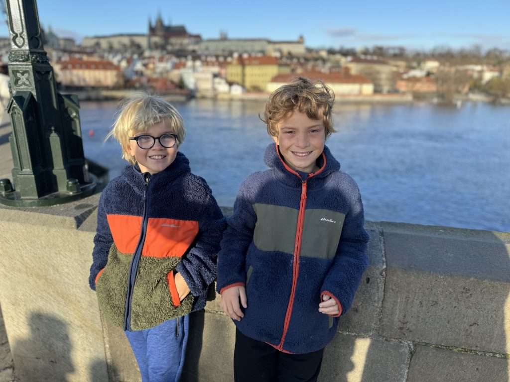 Standing on St. Charles Bridge, Prague.